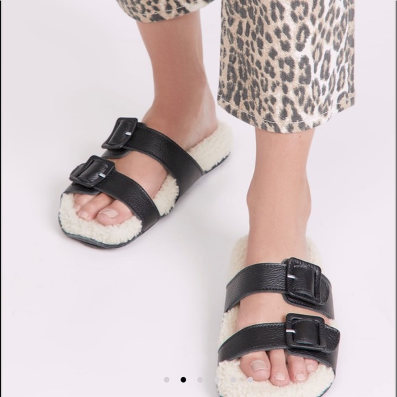 💐DIFINERY SHEEPS FUR  SLIDES CALF LEATHER voted Vogue top 10 best summer Fall - Picture 1 of 9